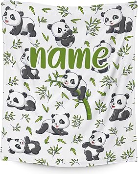 Mercuryelf Custom Panda Throw Blanket - Soft, Fuzzy & Warm - 60x80 Inches Flannel Blankets for Bed, Couch - White Aesthetic Throws Gift for Adults
