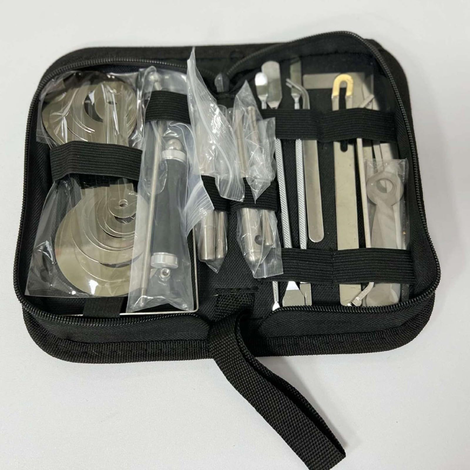 Kit de reparación de saxofón con caja de almacenamiento, juego de mantenimiento de instrumentos de acero, flauta, clarinete, oboe, trompeta, trombón