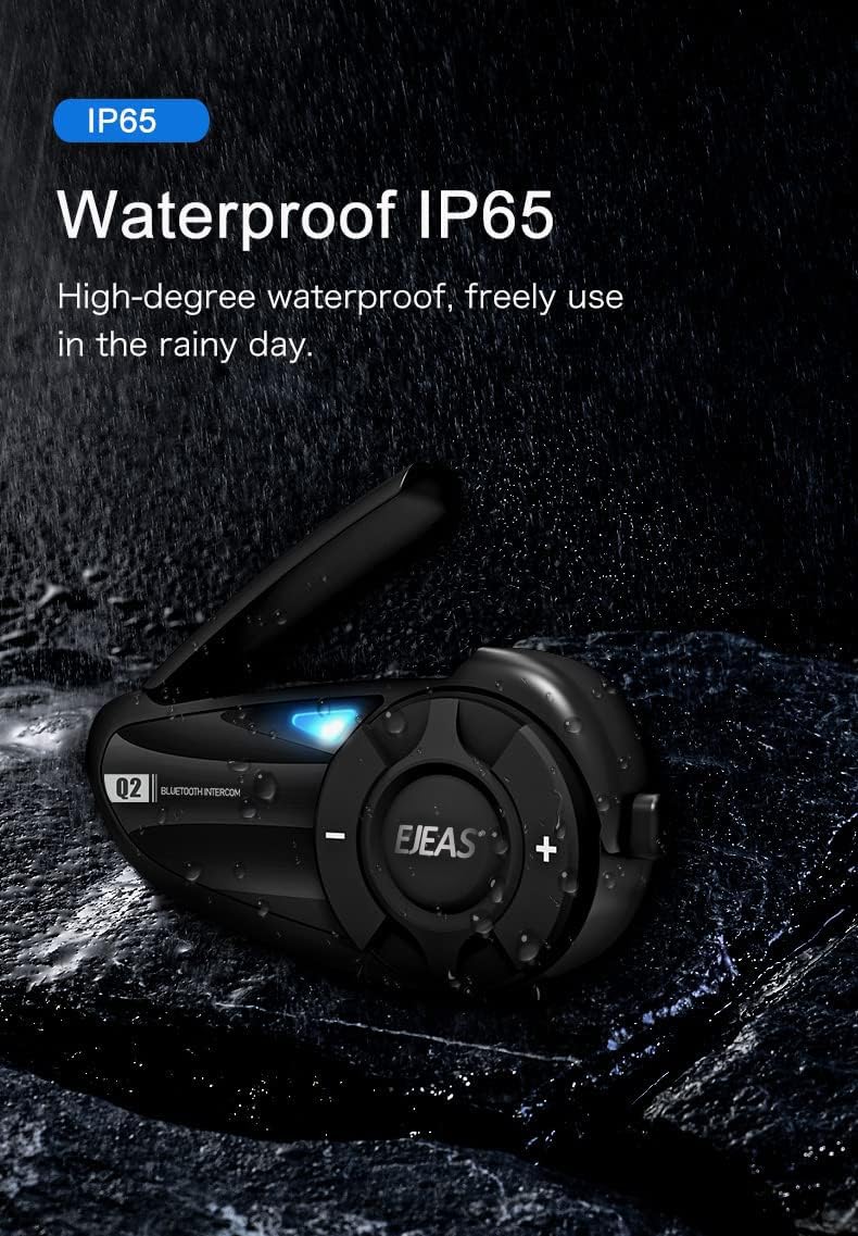 Intercomunicador de Casco Motocicleta Bluetooth 5.1, Auriculares Intercomunicador Manos Libres por Voz, Hi-Fi Sonido Estéreo,Función FM, Anti-interferencia Auriculares Moto