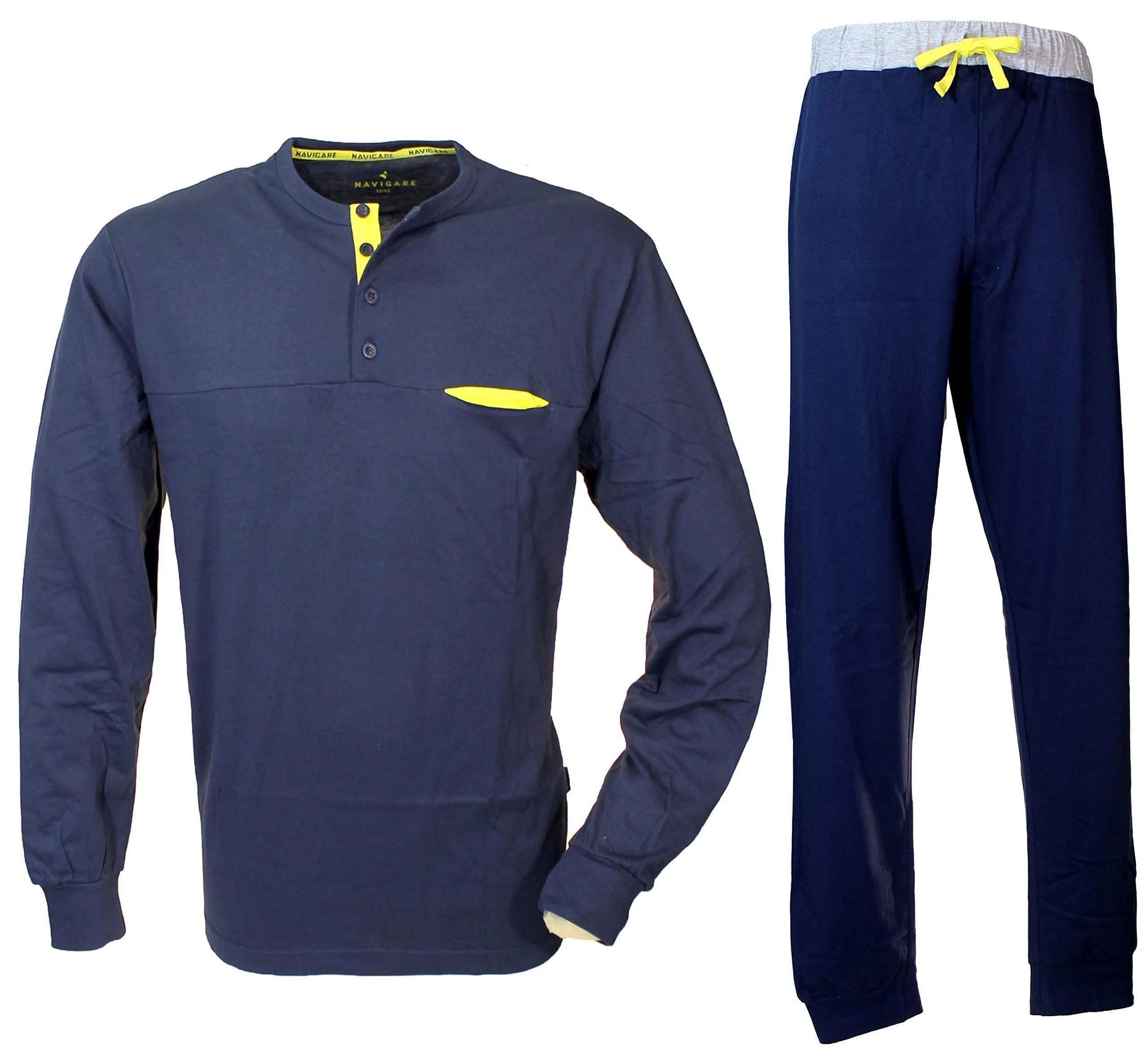 Navigare Pigiama Uomo Cotone Jersey Manica Lunga Colori Grigio - 6