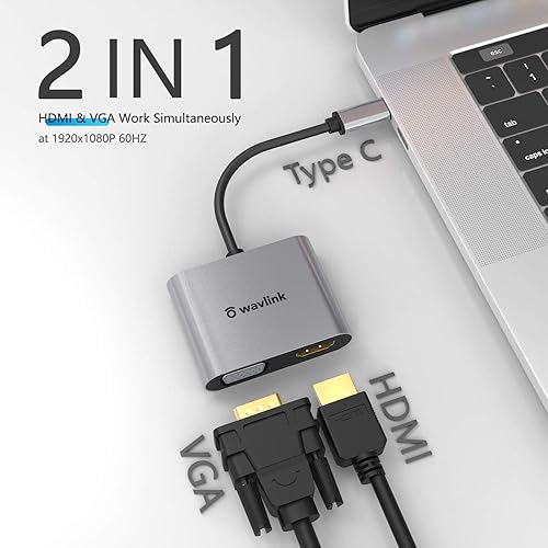 Miniatura 2 de WAVLINK Adaptador USB C a HDMI VGA, 4K HDMI y 2K VGA, compatible con Thunderbolt 3, compatible con Mac OS, iPad OS, Windows, Android, Linux