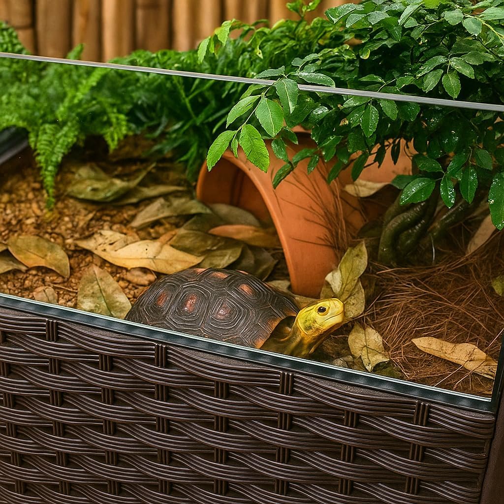 Elevated Turtle Habitat Box, Black Woven Design, Optional Increase in Combination Quantity, Turtle Habitat, Ecological breeding Box, Panoramic Landscaping Box