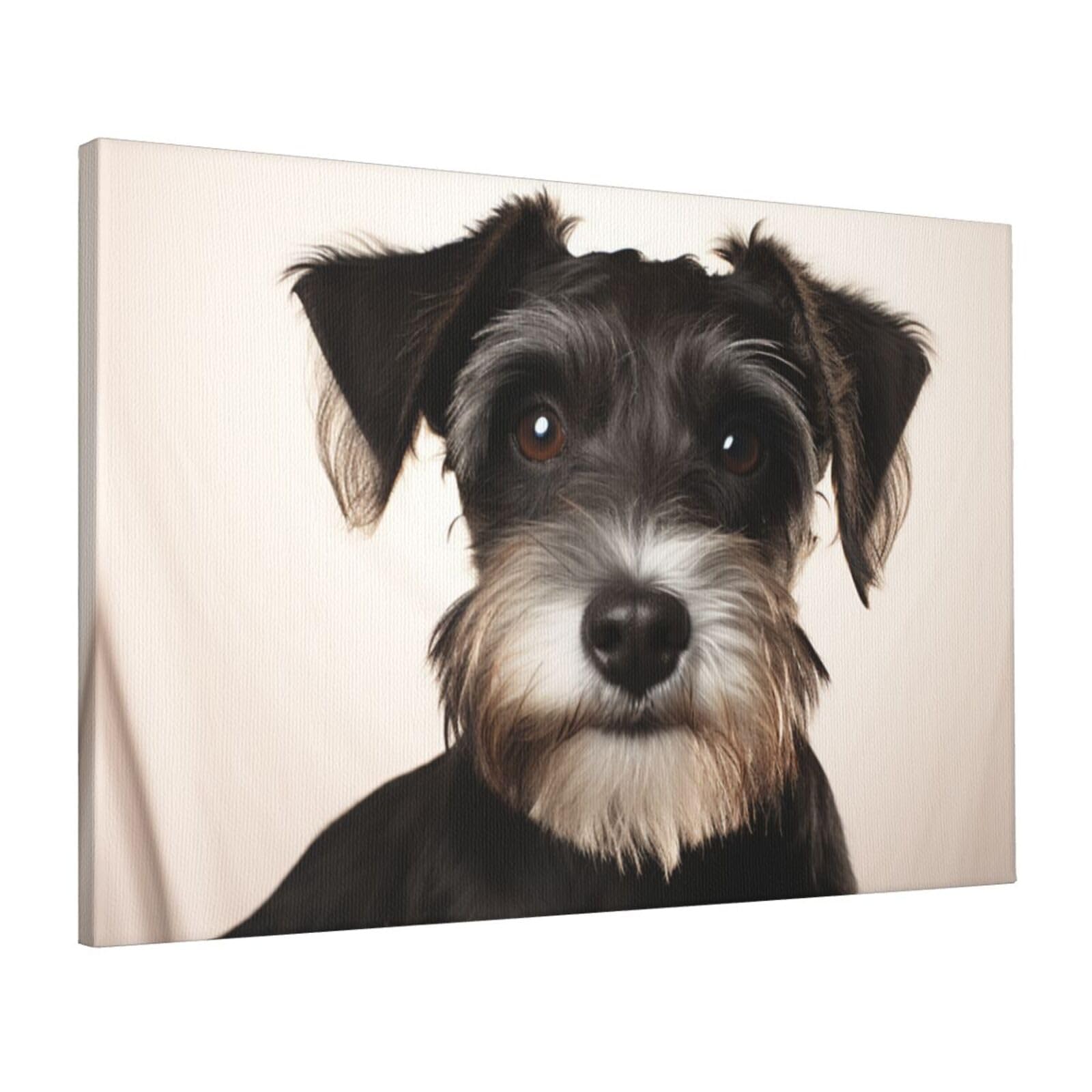 FodPand Canvas Wall Art for Living Room Wall Decor 16"x24" Modern Artwork Painting Pictures Hanging Canvas Prints Cute schnauzer Aesthetic Wall Art for Bedroom Bathroom Office Wallart Decor