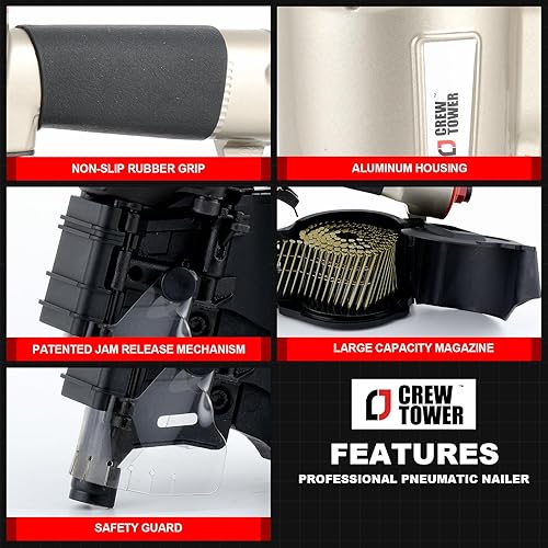 Miniatura 4 de Clavadora de revestimiento de bobinaencuadre CN70, pistola de clavos de revestimiento neumática de 1-34 pulgadas a 2-34 pulgadas, clavadora de