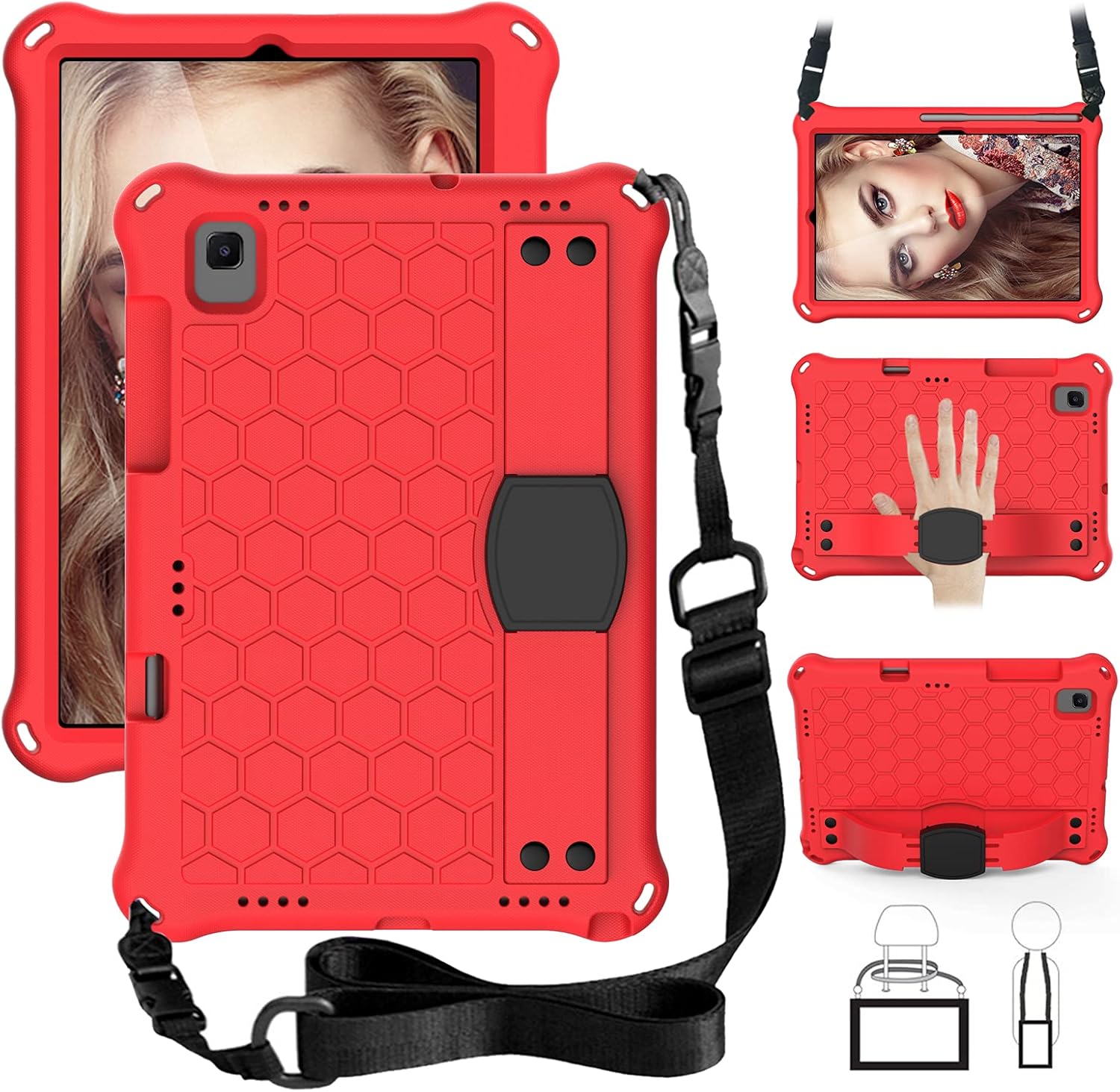 QYiD Kids Case for Huawei MatePad T10s /T10 2020, Kids Friendly Light Weight Non-Toxic EVA Shockproof Case with Handle Stand, Shoulder Belt for Huawei T10s 10.1" / T10 9.7" Tablet, Black/Blue