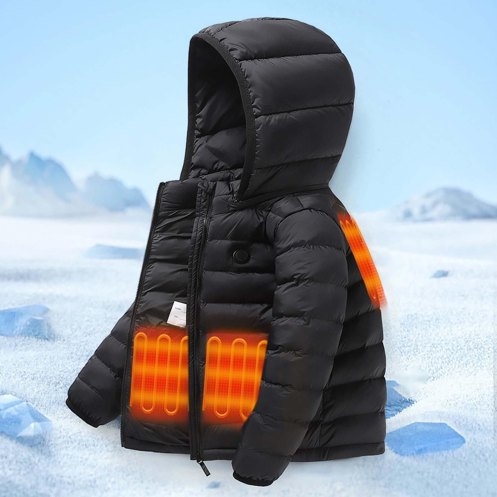 Generisch Chaqueta calefactable para niño, batería recargable, abrigo cálido de invierno con almohadilla térmica para niños y adolescentes en actividades al aire libre frías