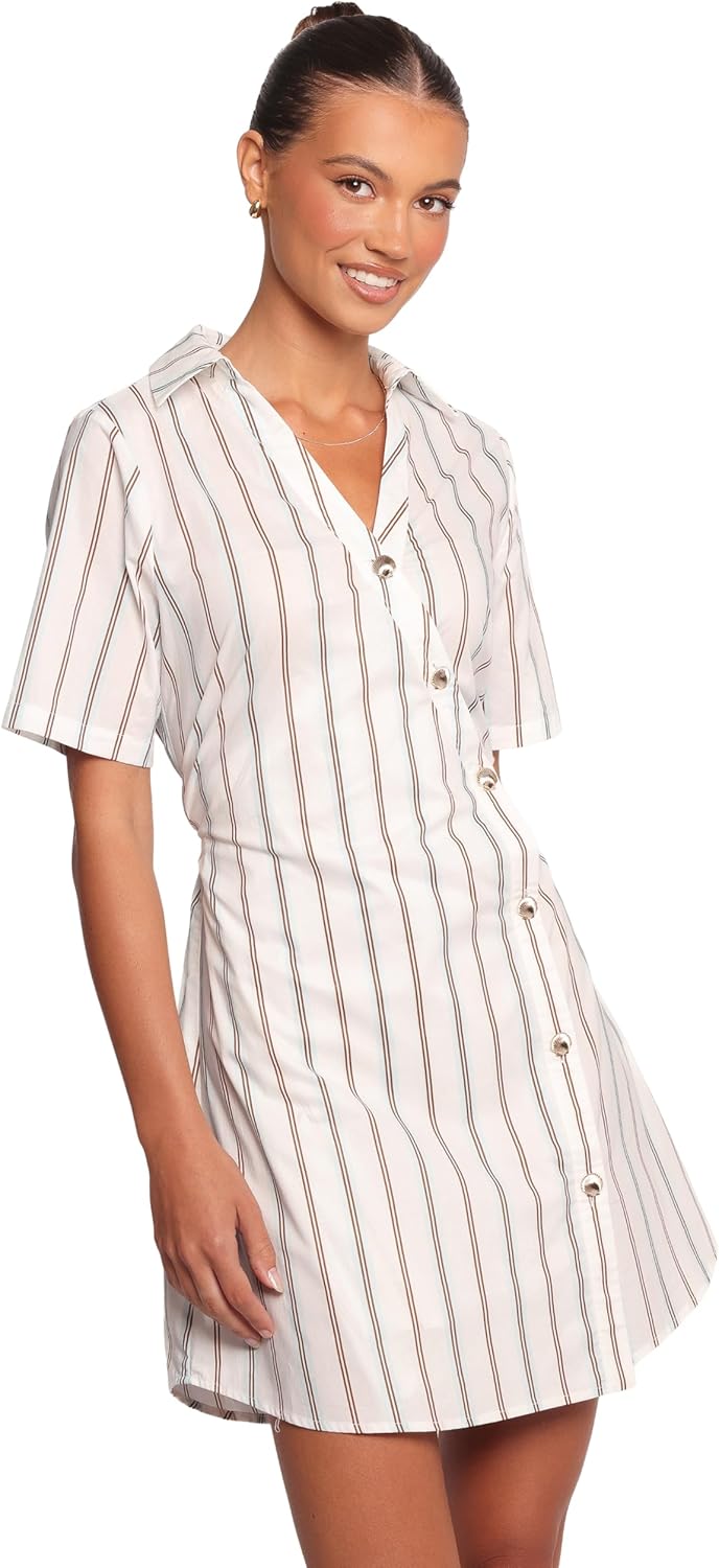 Petal & Pup Women's Hayes Mini Dress Blue Stripe