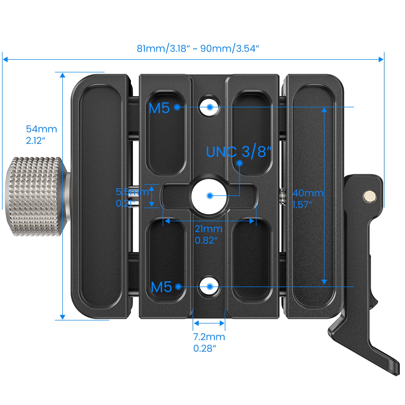 WEYLLAN AL60 Quick Release Plate Clamp, Morsetto per Piastra a Sgancio Rapido, Quick Release Clamp per Arca Swiss, Bloccaggio a Manopola e Bloccaggio a Leva