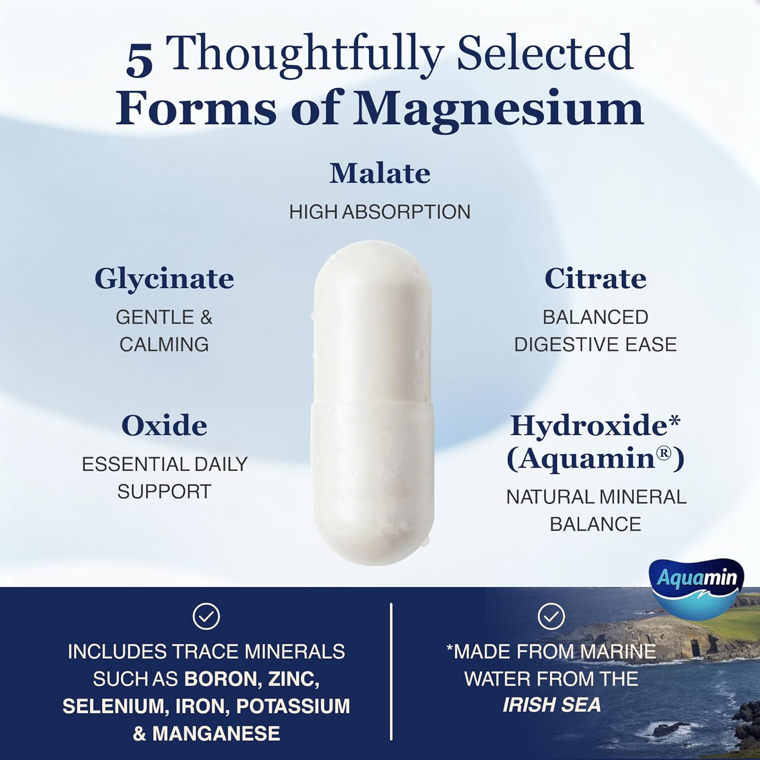 Spectrum 5 Magnesium Complex for Women & Men – 5 Magnesium Complex Supplement with Glycinate, Malate, Citrate & Hydroxide for Sleep, Muscle Recovery & Calm – 500mg Vegan – 60 Capsules 60 Count (Pack of 1)