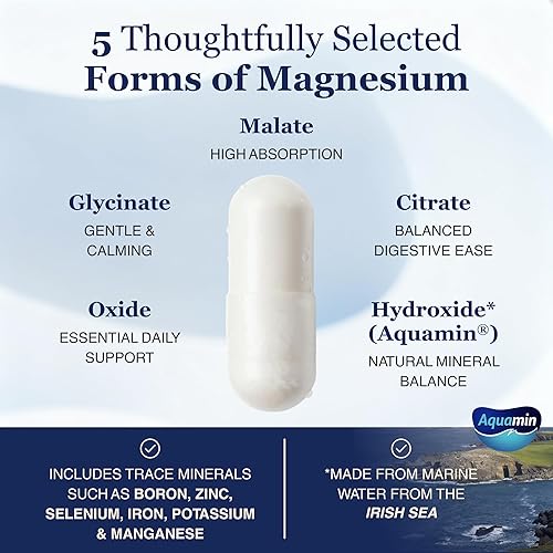 Miniatura 4 de Glicinato de magnesio 5 en 1 de espectro 5 en 1 de ZnS Health, malato, citrato, óxido, hidróxido para energía, nervios, músculos, sueño,