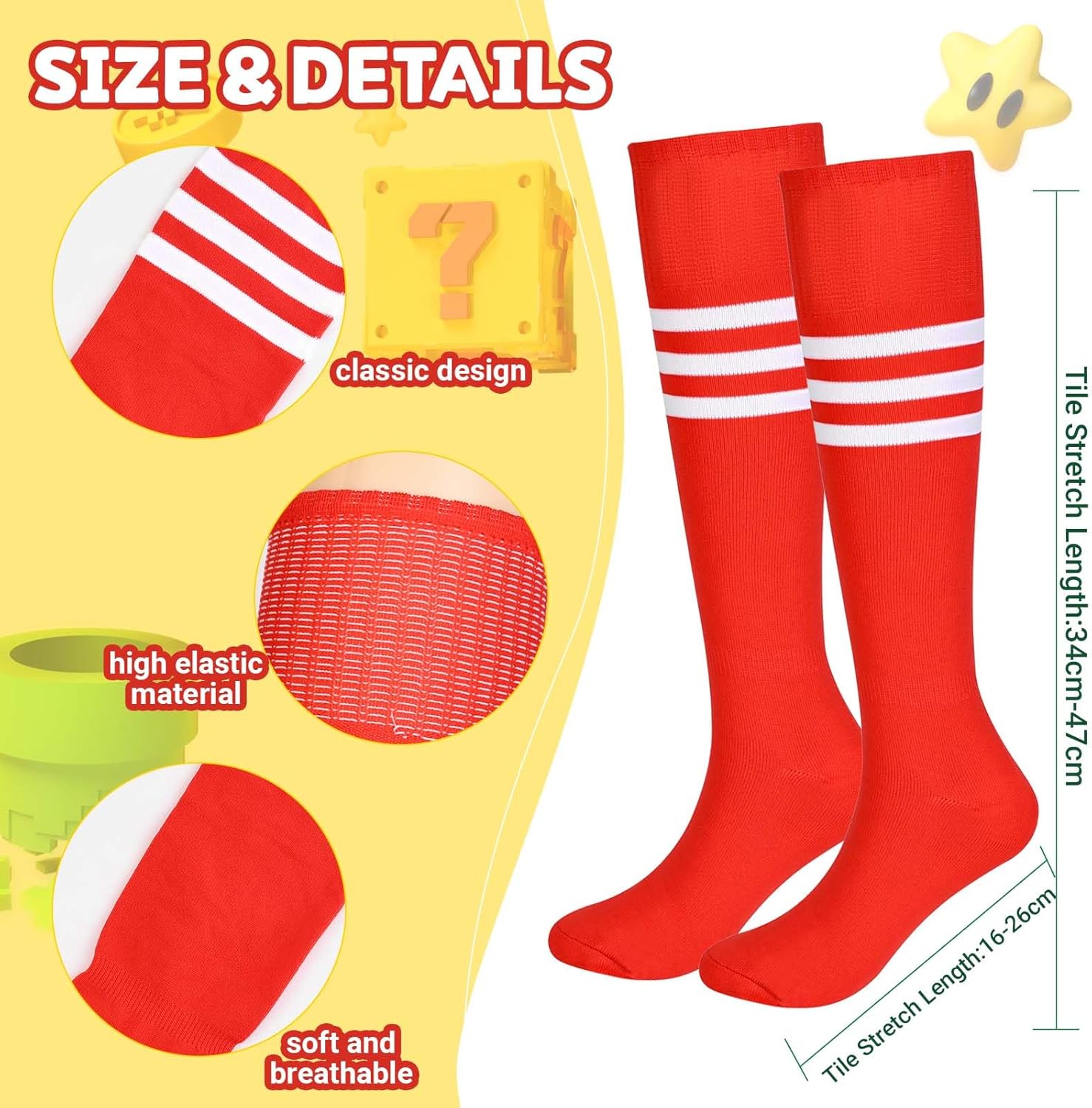 Kavoc Green Hat with Thigh-high Socks Royal Blue Tutu Skirt Suspender Fake Mustache Button Gloves for Halloween Party - Image 5