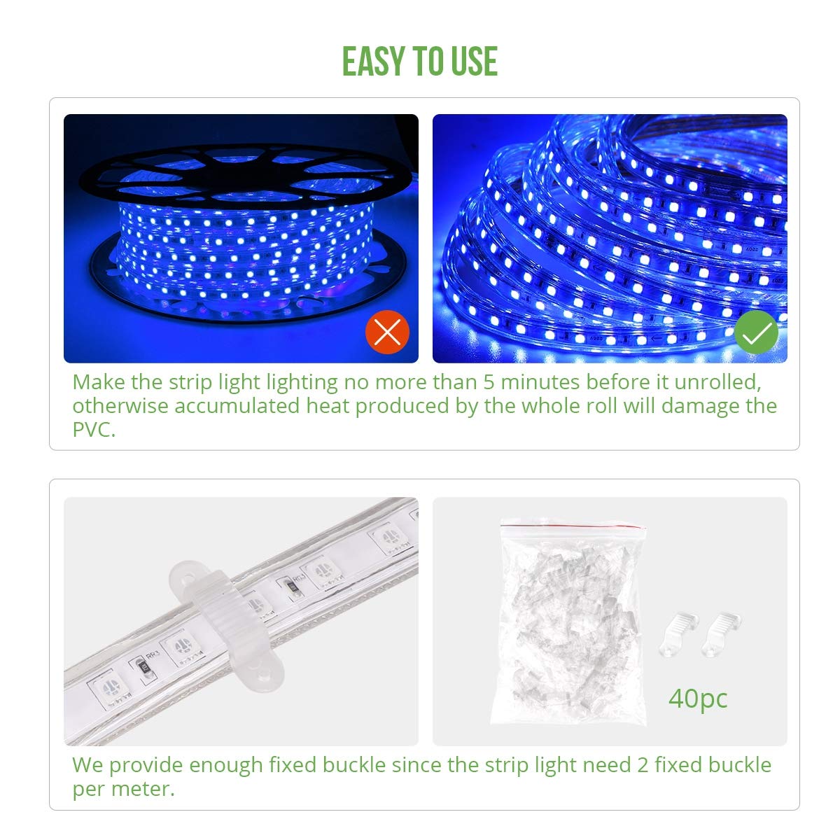 XUNATA 220V 5050 Striscia LED RGB Con Telecomando A 24 Tasti (1m, 120 LEDs/m - Foto 10