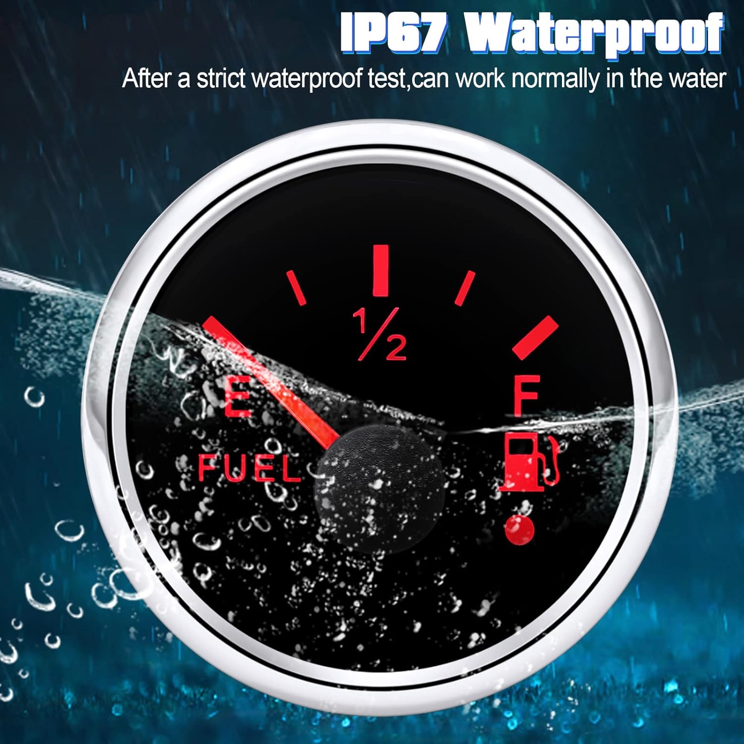 Fuel Sending Unit and Gauge Kit 240-33ohm 5" Marine Boat Water Fuel Level Sender Set (Black)