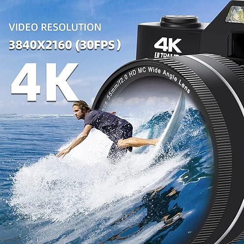 Miniatura 3 de Cámaras digitales para fotografía, cámara de vlogging 4K 48MP para YouTube, enfoque automático de zoom digital 16X, cámara de video compacta