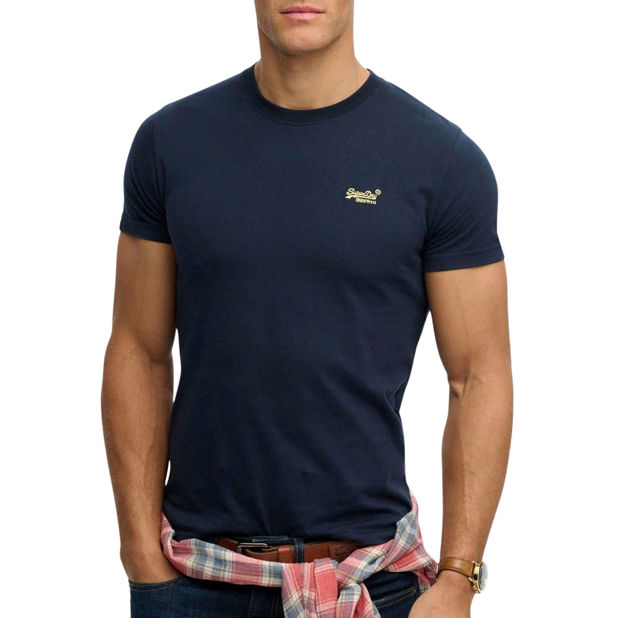 Superdry Essential Logo EMB Tee M1011245A Nautical Navy/Yellow XL