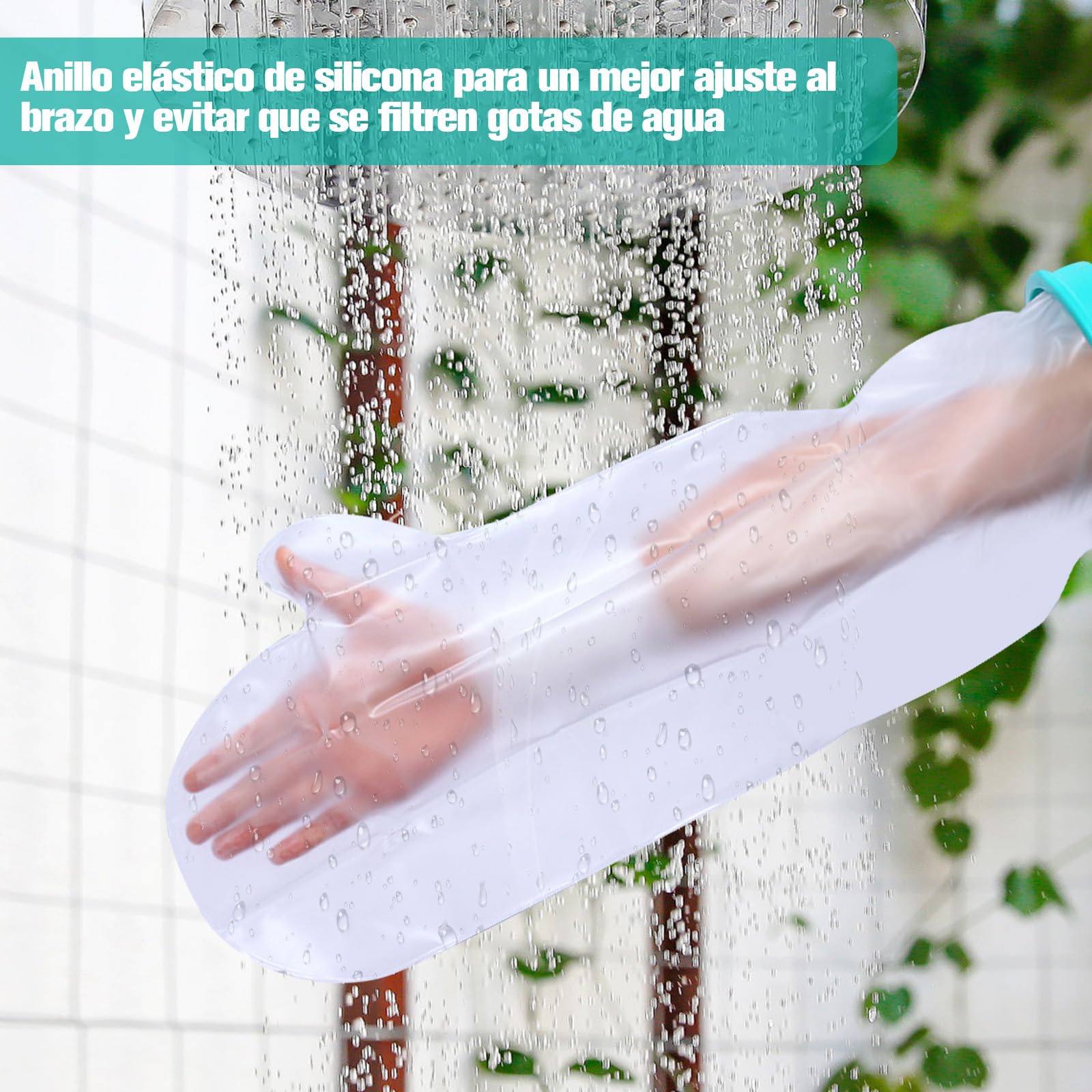 Protector Escayola Brazo, 56 CM Protector de Ducha Brazo Impermeable Adulto, Funda para Escayola Agua Brazos para Heridas