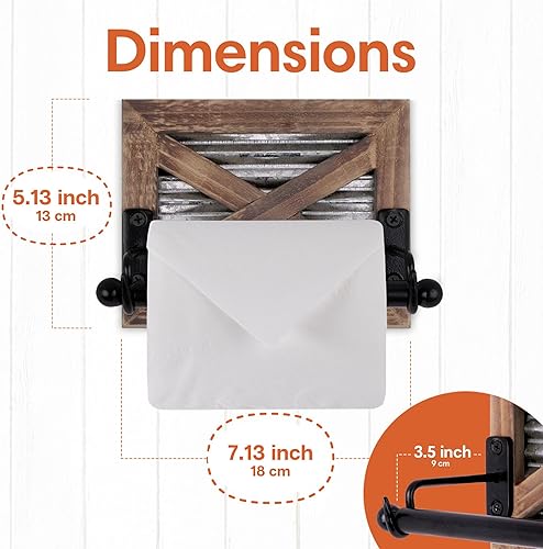 Miniatura 7 de Autumn Alley Soporte de papel higiénico rústico para pared, accesorios de decoración de baño de granja con madera marrón cálida, metal galvanizado y