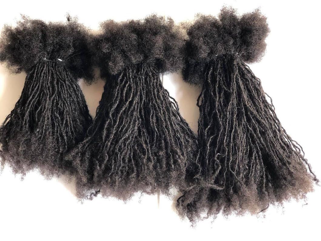 Eazynappy 100% Human Hair 0.2cm Mimics Sisterlocs Dreadlock Extensions Anwi Textured Locs Pack of 100 Minilocs (Color 1b, 6 Inches)