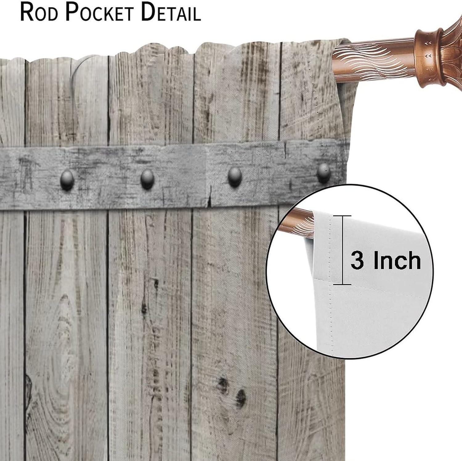Old Barn Door Curtain, Wooden Barn Door Garage Door American Style Decorations for Rustic Curtains Blackout Curtains for Livingroom Bedroom Kitchen (Two Pieces) 42x63in