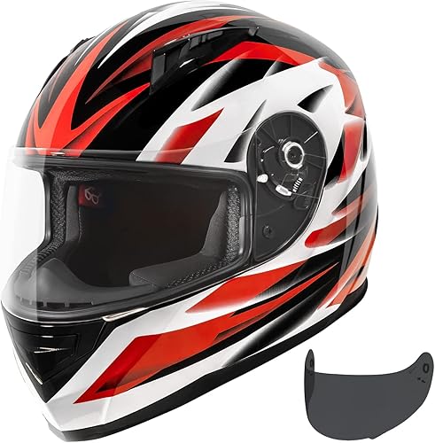 VCAN VX - Casco ligero de cara completa para motocicleta con visera extra tintada, tecnología Coolmax con OTG, aprobado por DOT y ECE 22.05