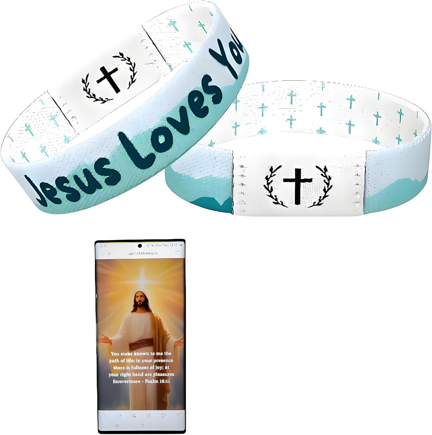 Daily Bible Verse Bracelet Scan with NFC, Wearable Christian Scripture Bracelets, Stretchable Christian Wristband Gifts for Men Women Teen Girls