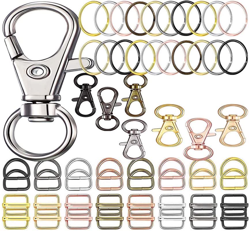 Image of DIY Crafts 10 Sets 3x10, White Nickel, Keyrings & Keychains Round Swivel Snap Hooks Key Rings Metal For Lanyard, ID, Bags, Wallets, Luggage DIY Ma (10 Sets 3x10, White Nickel)