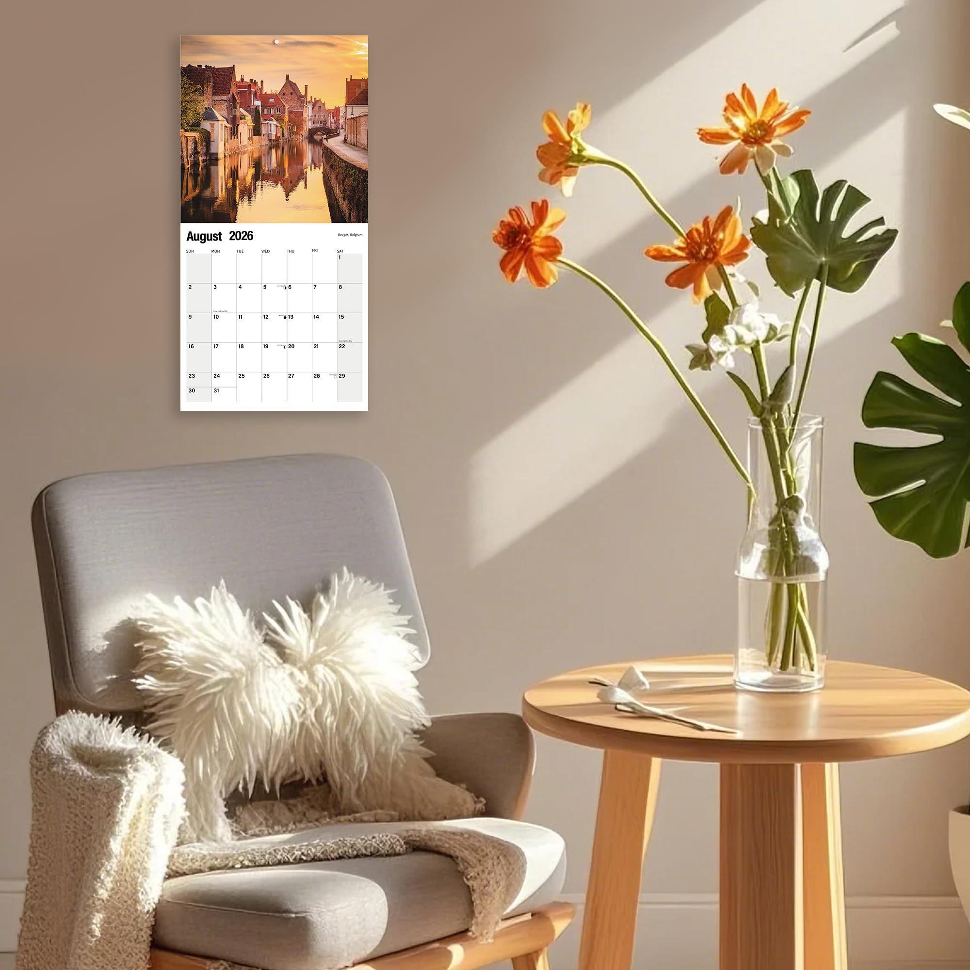Calendrier mural 2025-2026 – Calendrier mural mensuel européen à suspendre avec grands blocs pour organiser et planifier, emploi du temps scolaire, maison, bureau et famille, papier épais et robuste