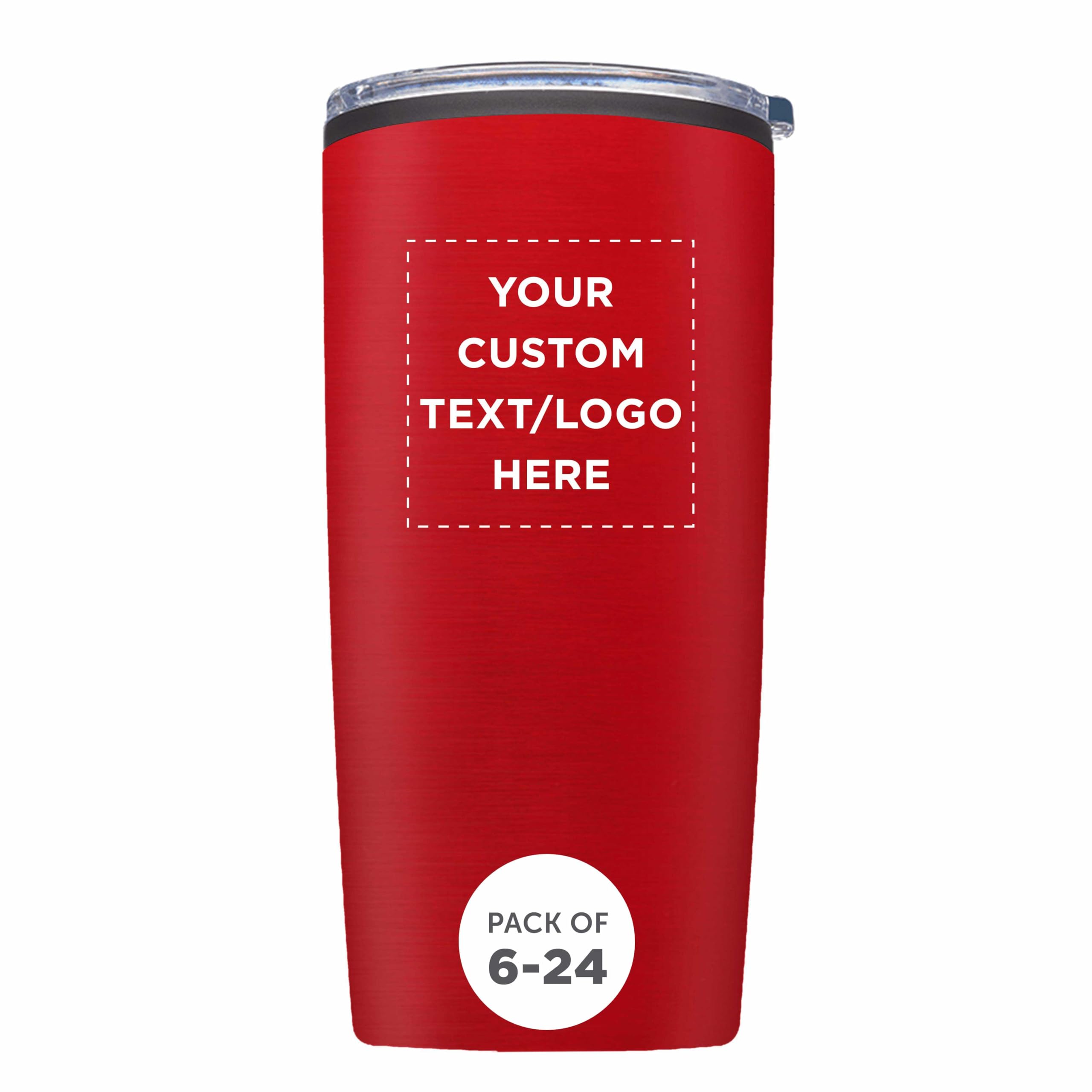 Amazon.com | Custom Plastic Tumblers 20 oz Set of 6/12/24 Personalized Bulk  Pack with Lids, Ice Coffee Tumbler, To Go Cup Insulated - Red: Tumblers &  Water Glasses