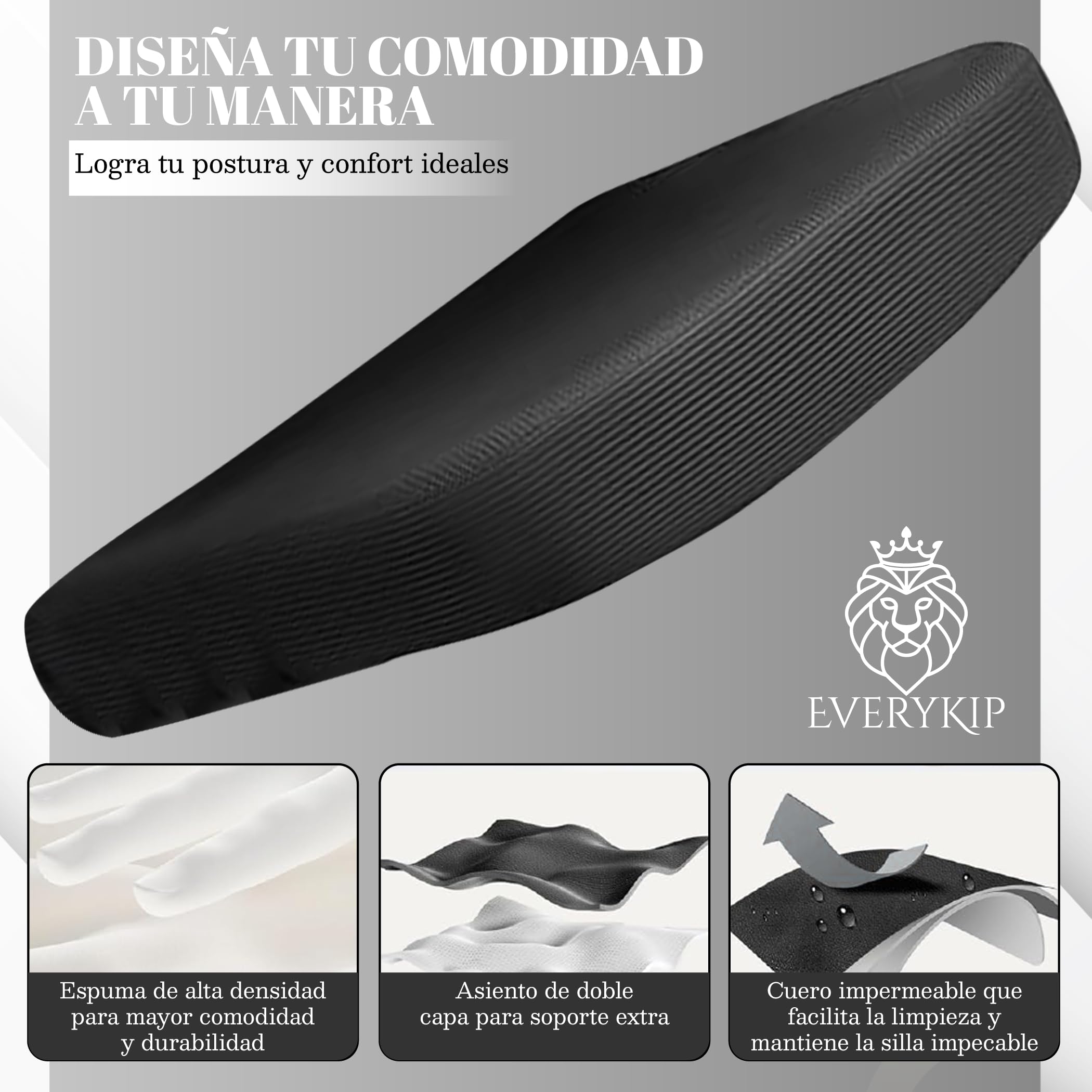 EveryKip® Silla Escritorio Ergonomica Ajustable con Reposabrazos Negro| Ruedas Anti-Arañazos | Sillas Oficina Ejecutiva con Reposacabezas | Cadeira Ergonómica Office Chair (Negro) — view 6