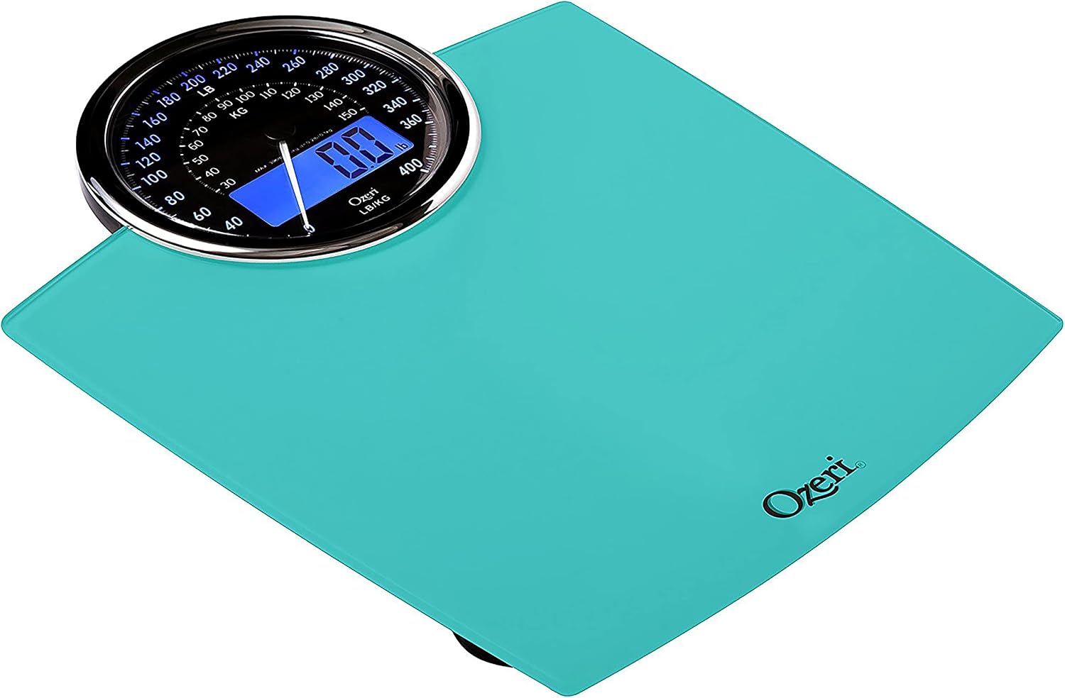 Ozeri Rev 400 lbs (180 kg) Bathroom Scale with Electro-Mechanical Weight Dial and 50 gram Sensor Technology (0.1 lbs / 0.05 kg), Teal Blue