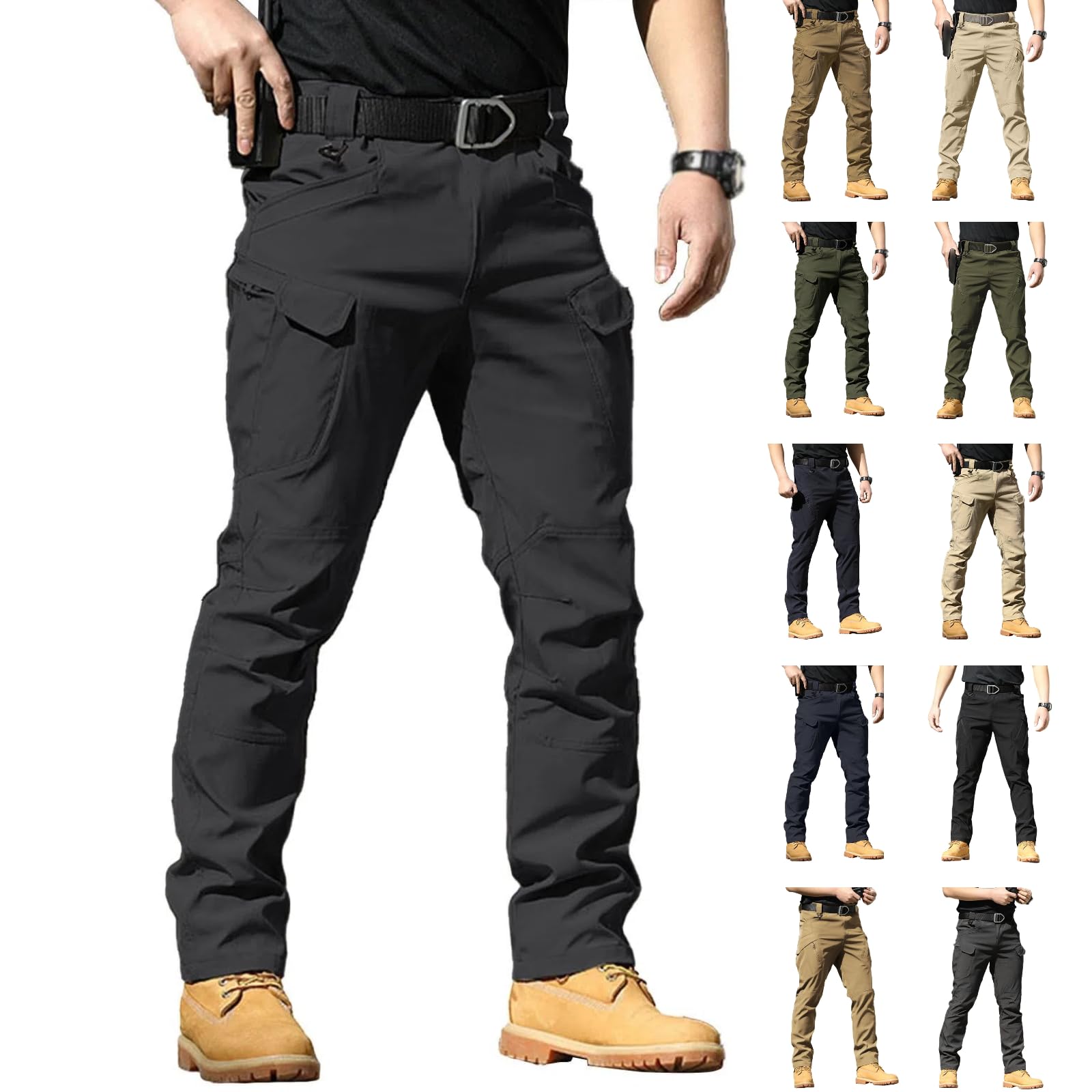 Work Pants for Men 2026 Stretch Tactical Hiking Cargo Pant Casual Waterproof Trouser with Multi Pockets(No Belt)