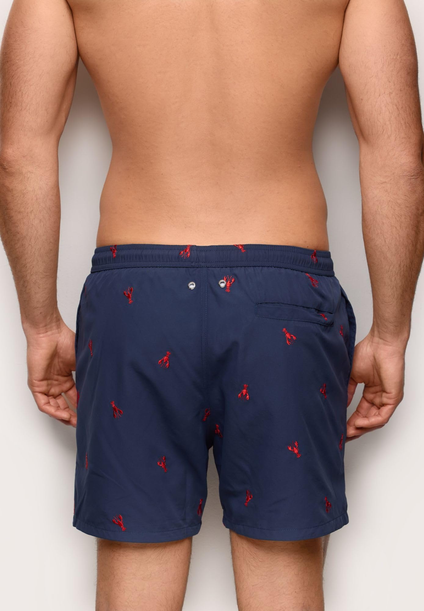 YAMAMAY - Costume Boxer con Tasche Laterali, Uomo, Sea Club, Blu Notte, Ricamato