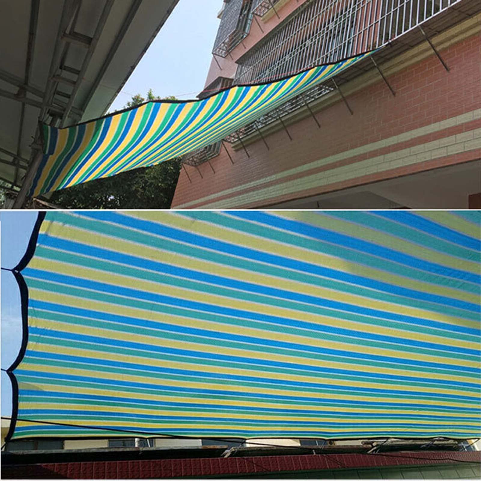 Rete Ombreggiante Strisce Colore 2x3m, Panno Ombreggiante Anti-UV Resistente, Rete Telo Ombra a Rete Traspirante, Antivento a Prova di Sole, con Occhielli, per Giardino, Esterno
