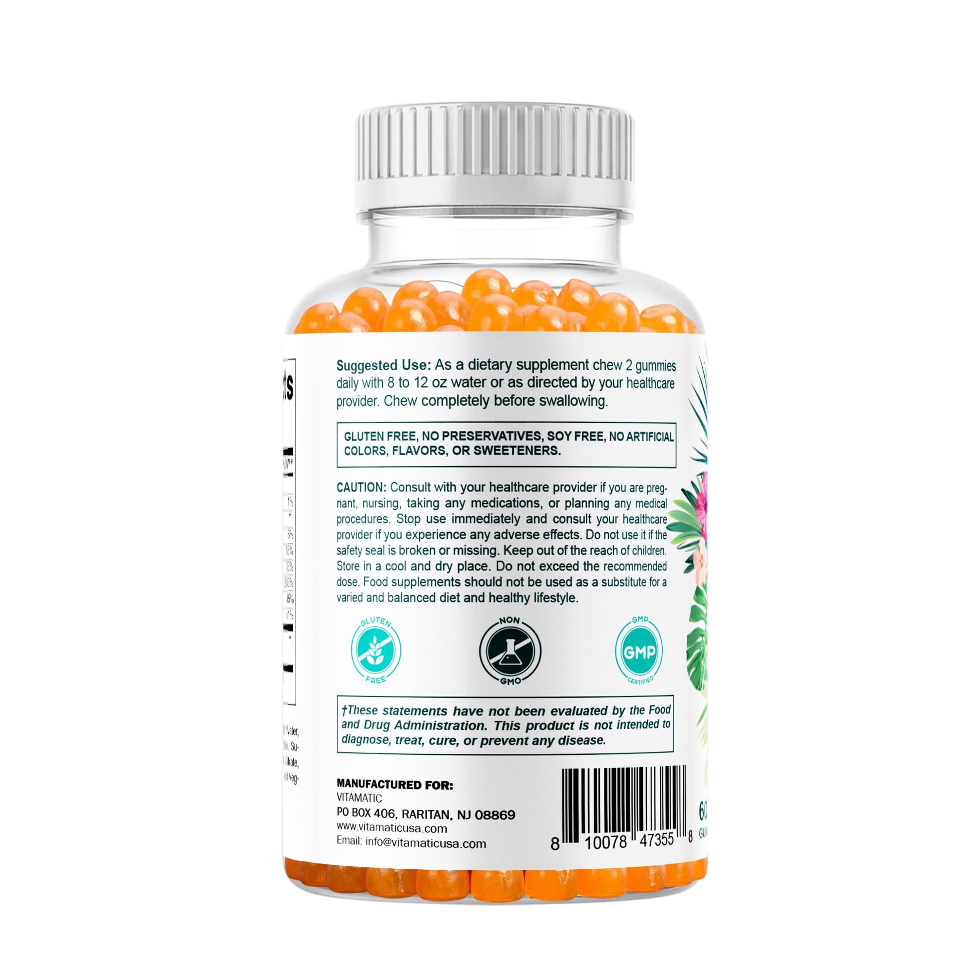 Vitamatic Hydrolyzed Collagen 200 mg with Biotin & Zinc, 60 Gummies -2 Pack — Amazon image 9