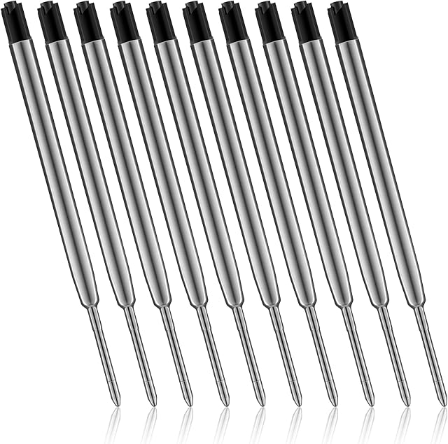 Molain 10 Pcs Replaceable Metal Ballpoint Pen Refills, Black Ink Refills, 1mm Medium Point Pen Refills, Ball Points Pen Refills,Ink Pen Refills for Daily Work School Writing Stationery Office Supplies
