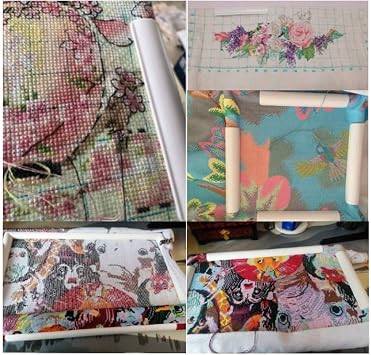 Square Cross Stitch Frames,DBAILY 2pcs Plastic Square Frame Embroidery White Embroidery Clip Frame Universal Clip Frame for Embroidery Quilting Cross-Stitch Needlepoint Silk-Painting