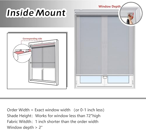Miniatura 5 de AOSKY Persianas enrollables sin cordones para ventanas que filtran la luz, pantalla solar con 5% de apertura, persianas enrollables