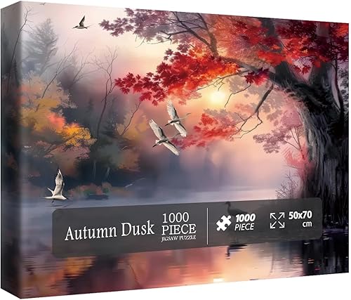 Rompecabezas de Paisaje Otoñal para Adultos 1000 Piezas, Rompecabezas de Escena Natural del Otoño, Bonitos Rompecabezas Escénicos de Puesta de Sol
