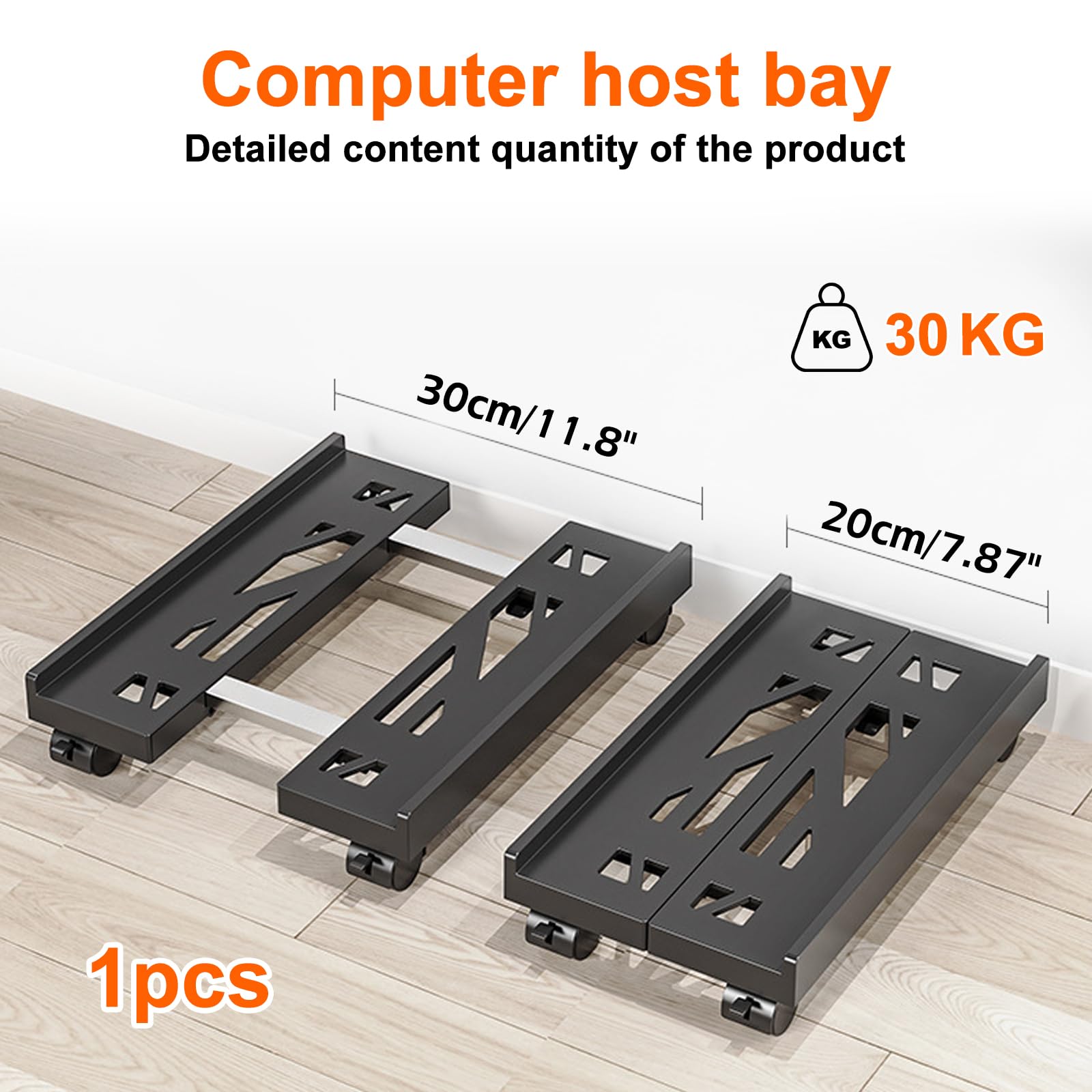 SPORWAY CPU Holder Cart: Supporto per PC Con 4 Ruote, Regolabile, Carrello Porta Tower, Adatto alla Maggior Parte dei Computer Desktop (Nero)