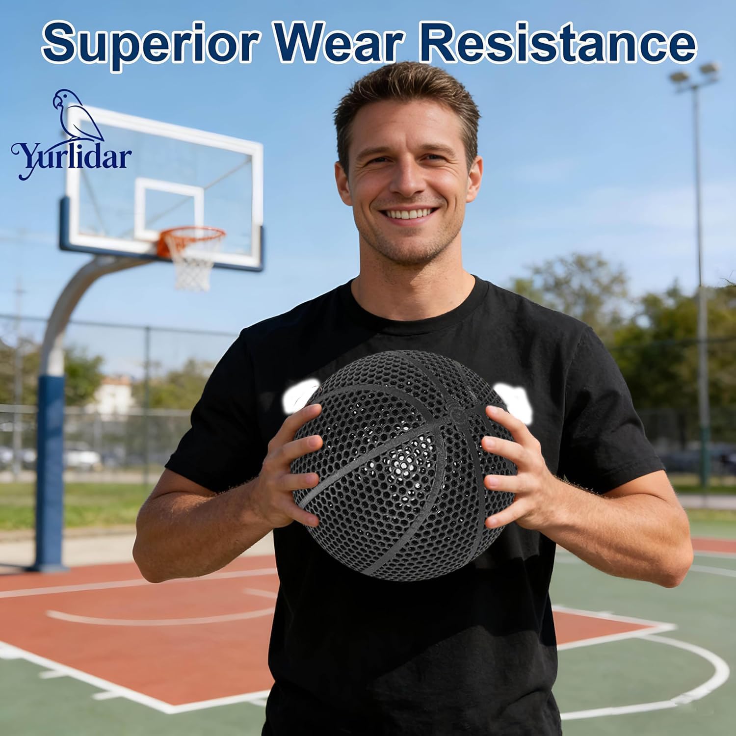 3D-Printed Airless Basketball,Official Size 7 No Pump Needed High Bounce and Quiet Basketballer Training and Dribbling Indoor Outdoor