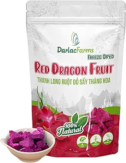 DARLAC FARMS Freeze Dried Red Dragon Fruit Cubes, 2 Oz Pack 1, No Sugar Added, Healthy Fruit Snacks for Kids, Adults & All Ages, Premium Organic Crispy Crunchy Snacks, Tea, Baking, Smoothie, Yogurt
