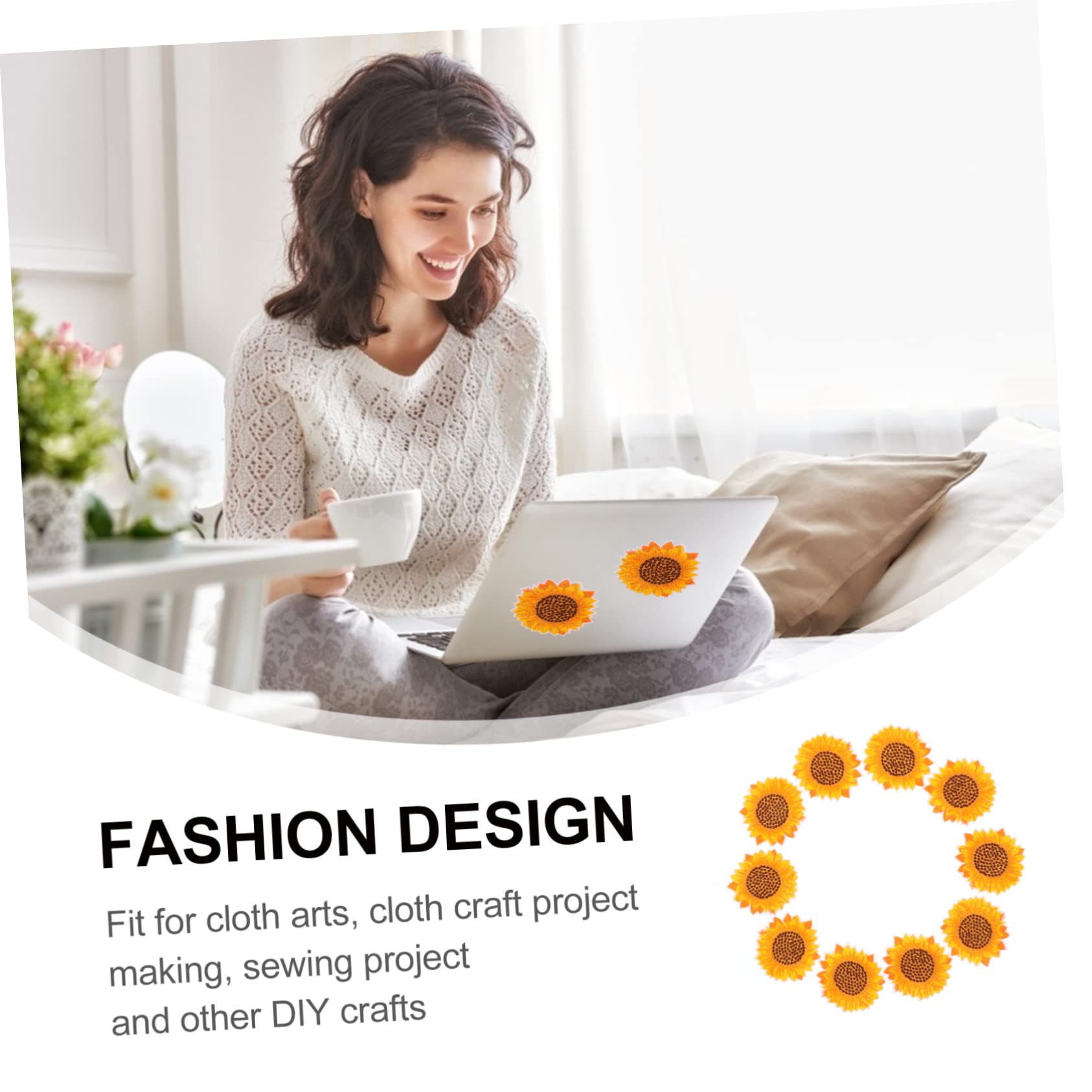 SHINEOFI 40pezzi Toppe Ricamate Termoadesive Eleganti Applique Forma Di Girasole Per Abbigliamento Jeans e Decorazioni Fai Te