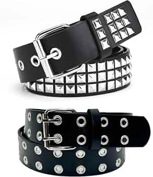 MHYMX Cintura con 3 borchie nera Y2K, cintura in pelle PU, con brillantini, borchie punk gotico, accessorio per uomo e donna