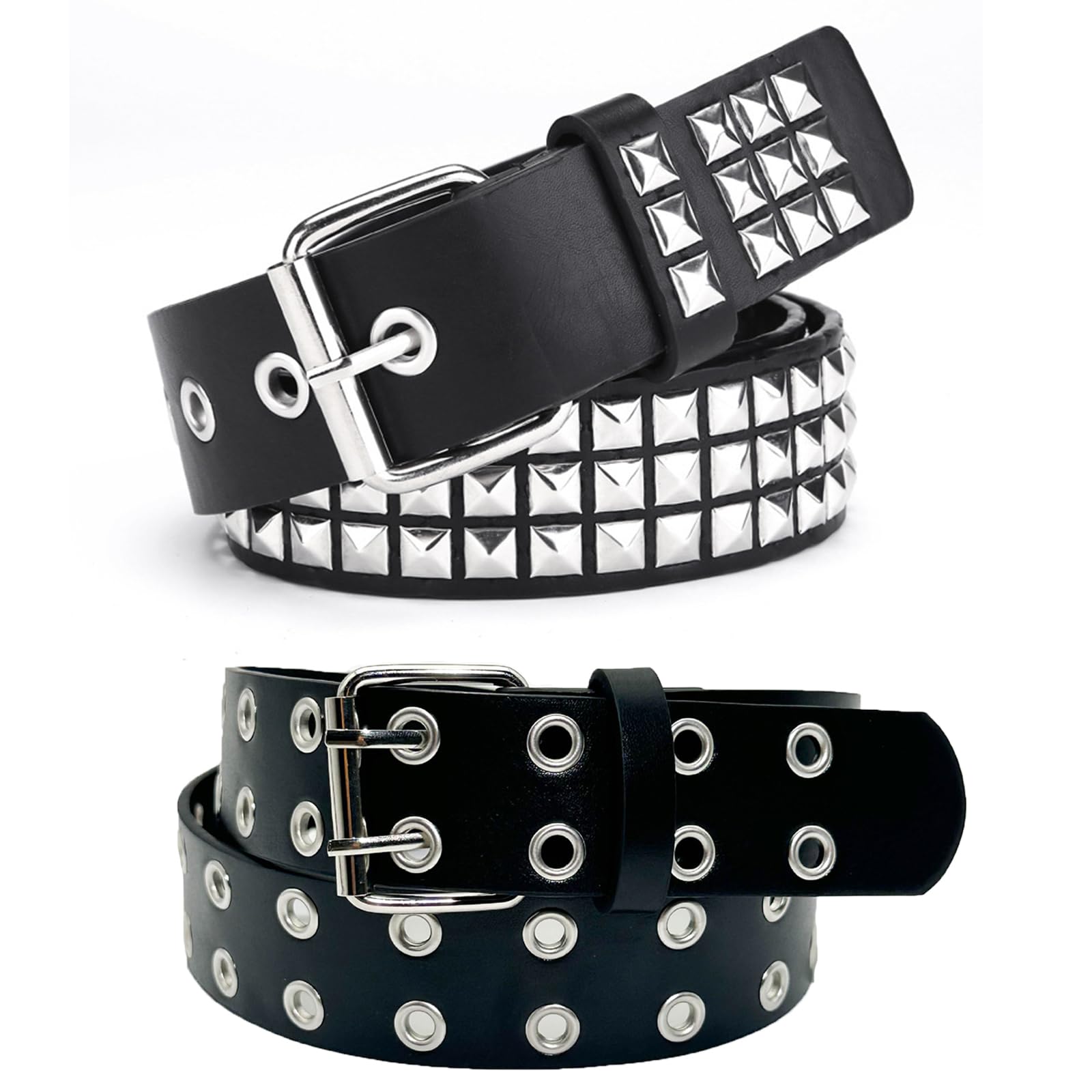 小物 00s h.naoto studs belt archive gothic PRVCFZ belt 2 PCS Studded, 110cm Goth & Emo Square Studs, Vintage