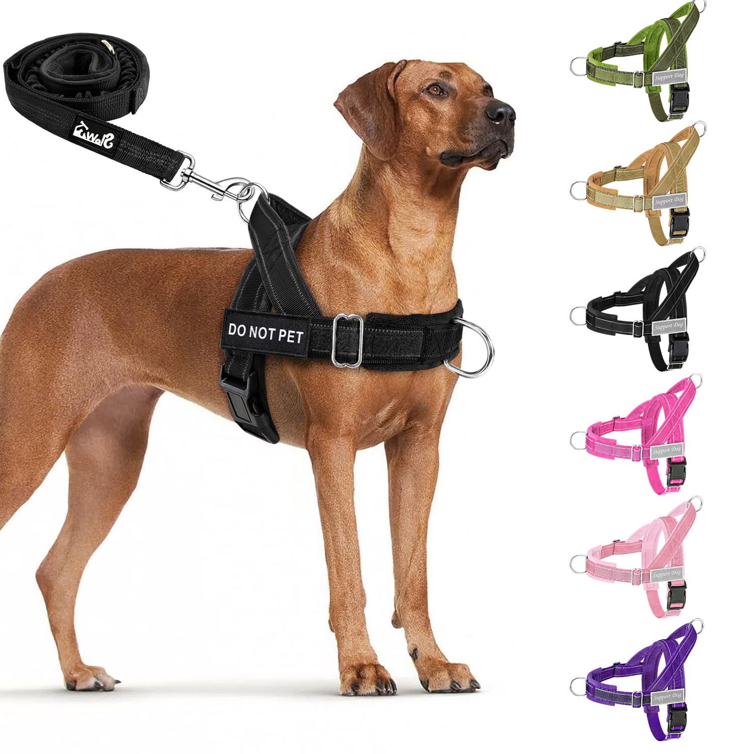 Eyein No Pull Harness for Dogs - Heavy Duty Soft Padded Pet Vest and Lead Set for Medium Large Dog, Adjustable Reflective Anti-pull with Front Clip for Walking Training (Black,XL)