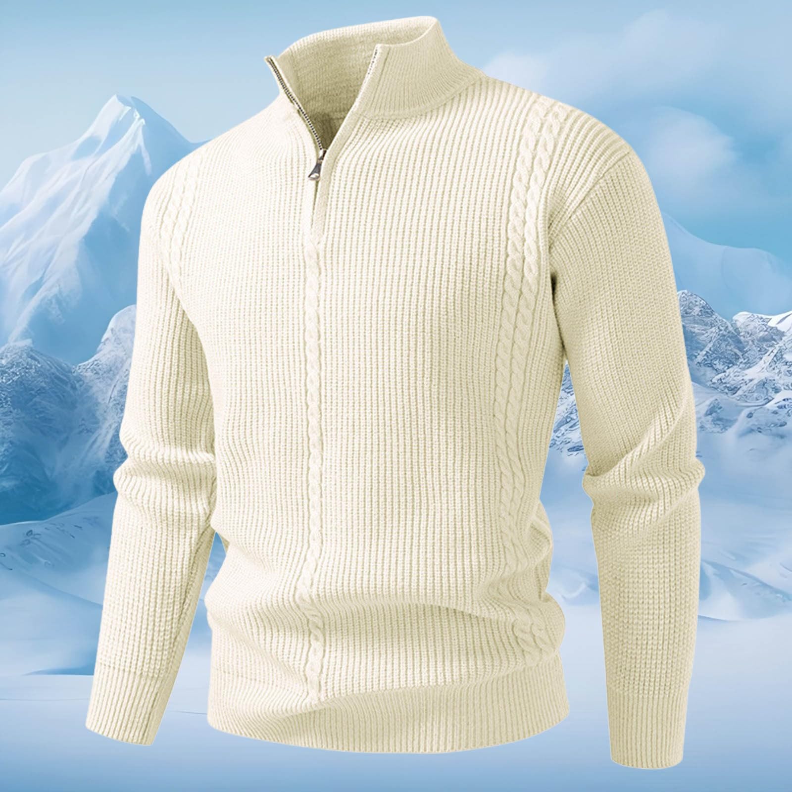 Suéter de punto ajustado y cálido de invierno, abrigo de manga larga, ropa informal para exteriores, jersey para clima frío