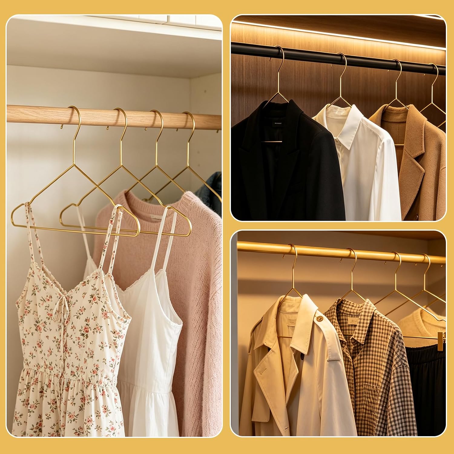 50 Pcs Gold Metal Hangers 16.5" Wire Hangers for Clothes
