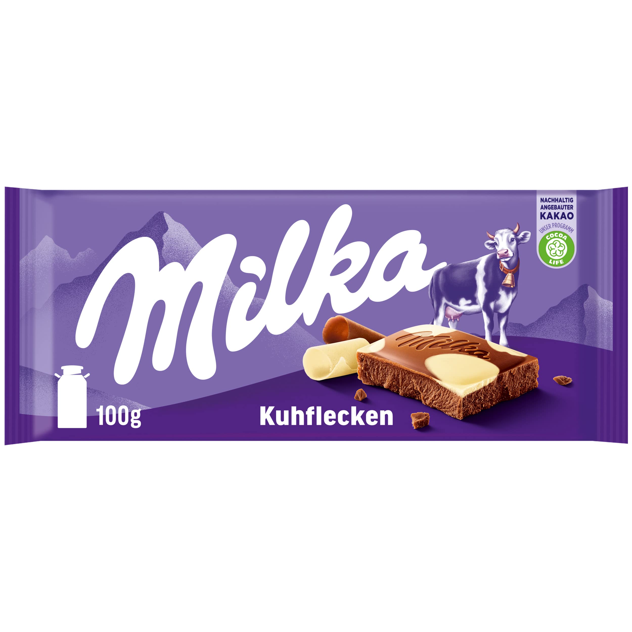 Milka Kuhflecken Tafel – 23 x 100 g – Schokoladentafel mit Kuhflecken aus weißer Schokolade – Noch schokoladiger