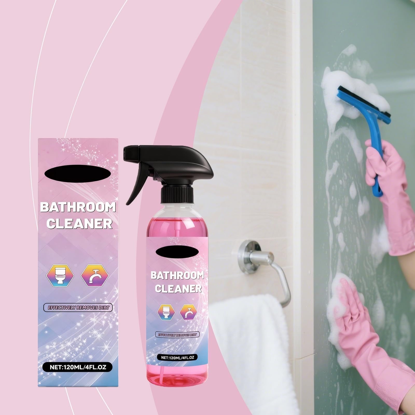 Allzweck-Badezimmer-Entkalker-Reinigungsspray, Reiniger Geeignet Für Fliesen-Glas-Badewannen-Porzellan, Schaumreiniger, Toiletten-Spezial-Leistungsstarkes Fleckenreinigungs-Schaumspray. (6PCS)
