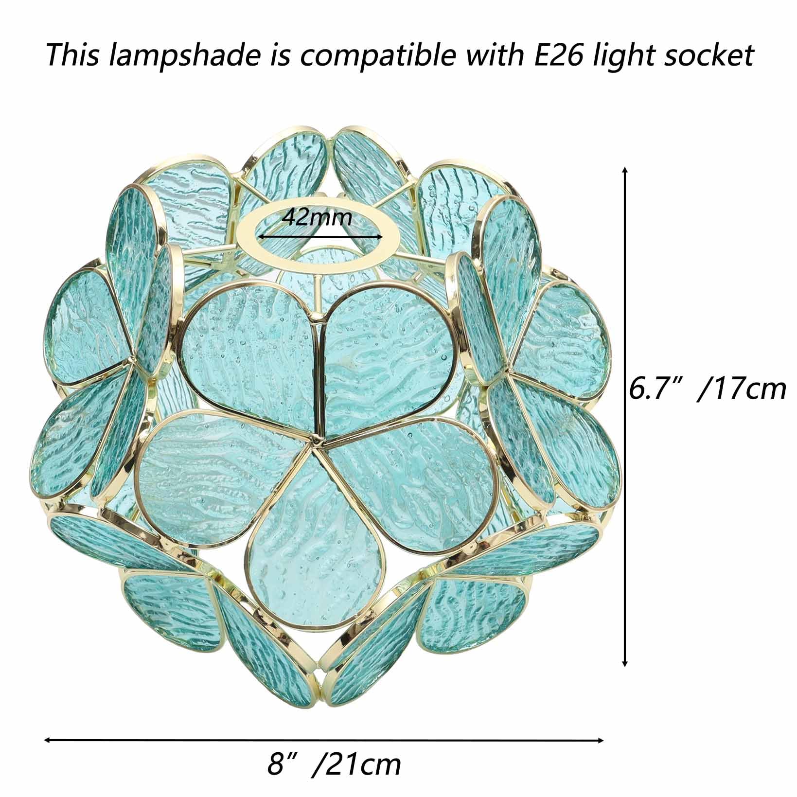 S10733 Tiffany Style - Pantalla con diseño de pétalos de flores de cristal (Textured Aqua Blue, 8 pulgadas, flor de cerezo) 5